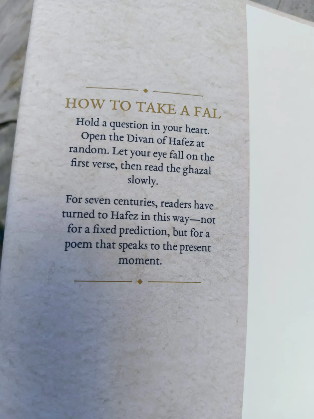 The inside of the dust jacket carries the traditional instructions, How to Take a Fal, printed in gold